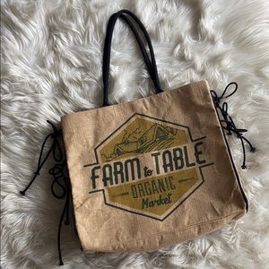 Burlap Market Top Handle Tote